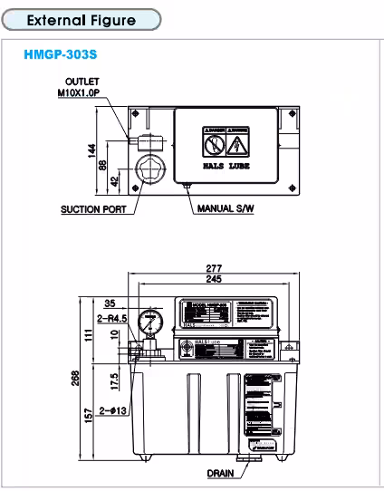 Bơm dầu b&ocirc;i trơn dạng b&aacute;nh răng HMGP-303S 110V, h&agrave;ng Hansung