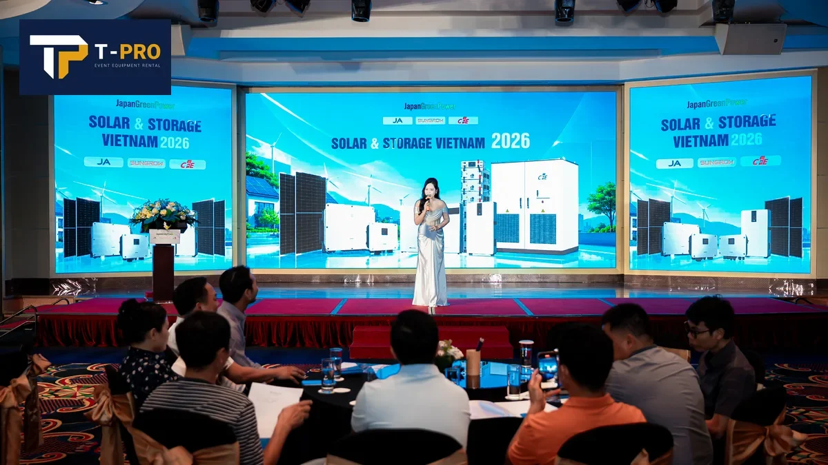 Màn hình trình chiếu nội dung hội nghị doanh nghiệp