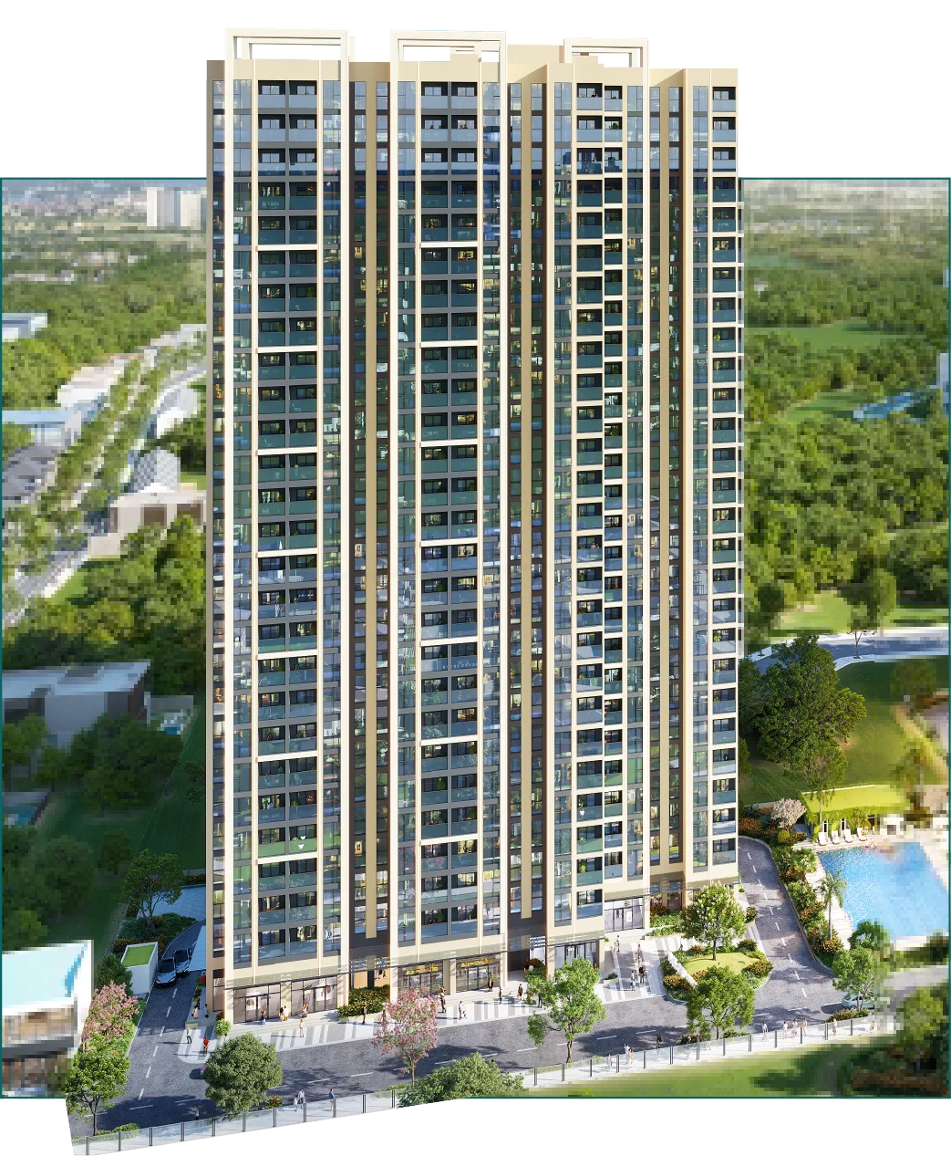 Phối cảnh tổng thể các tòa nhà căn hộ dự án