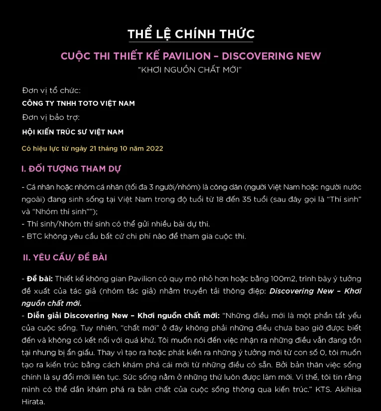 CUỘC THI “THIẾT KẾ PAVILION: DISCOVERING NEW – KHƠI NGUỒN CHẤT MỚI”