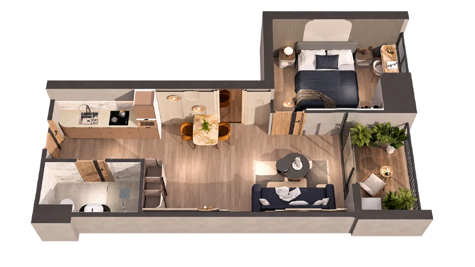 Mặt bằng chi tiết CĂN HỘ 1PN